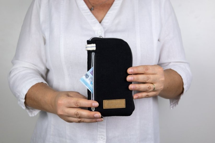 Multifunkční pouzdro s kapsou černé - Výška mobilu: 17, Šířka mobilu: 8,5