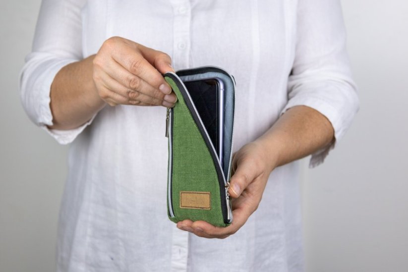 Multifunkční pouzdro s kapsou zelené - Výška mobilu: 15, Šířka mobilu: 7