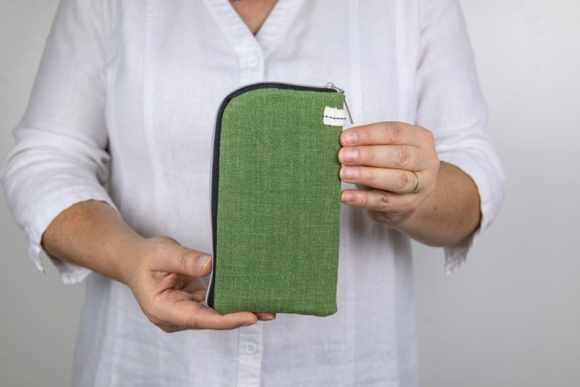 Multifunkční pouzdro s kapsou zelené - Výška mobilu: 16,5, Šířka mobilu: 8,5