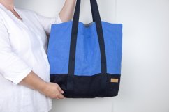 lněná taška modrá